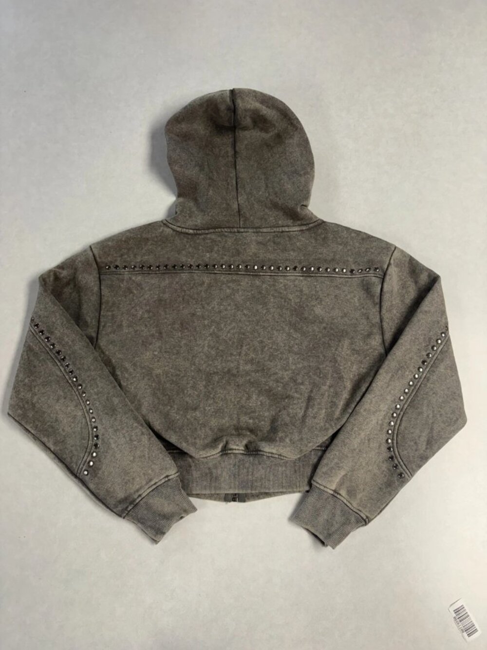NWT Red Fox Womens Studded Cropped Fleece Full-Zip Hoodie Charcoal Wash Size M - Picture 6 of 7